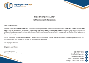 Project Completion Certificate